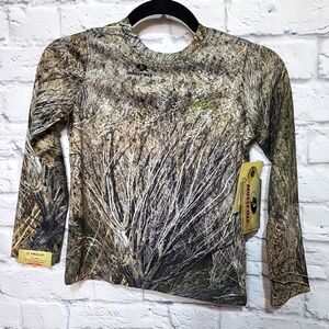 Magellan‎ Mossy Oak Youth XS Long Sleeve Mesh Wicking Hunting Brush NWT Camo